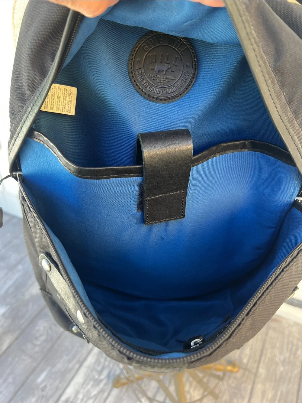 Will Leather Goods Black Canvas Backpack with Rivet Accents Classic.